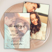 Moderne Boho Heart Script Foto Overlay bruiloft Kaart