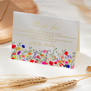 Moderne boho heldere wilde bloemen bruids bedankt folie wenskaart