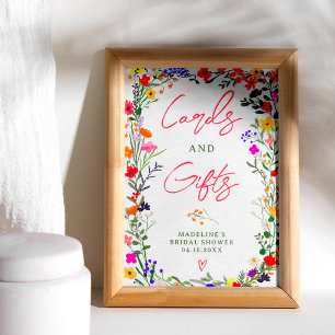 Moderne boho heldere wilde bloemen bruids teken poster