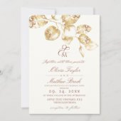 Moderne Boho ivoor & gouden trouwkaart Kaart (Voorkant)