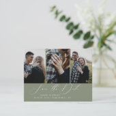 Moderne Boho kalligrafie Multi-Photo Save the Date Aankondiging (Staand voorkant)