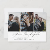 Moderne Boho kalligrafie Multi-Photo Save the Date Aankondiging (Voorkant)