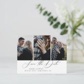 Moderne Boho kalligrafie Multi-Photo Save the Date Aankondiging (Staand voorkant)