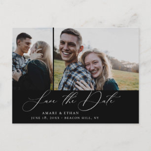 Moderne Boho kalligrafie Multi-Photo Save the Date Aankondigingskaart