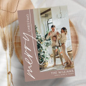 Moderne Boho Kerstfoto Feestdagenkaart