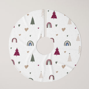 Moderne Boho Kerstmis Regenboog en Heart Tree Rok Kerstboom Rok