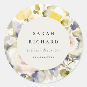 Moderne Boho Kleurrijke  Roos Bloemen Bedrijf Ronde Sticker