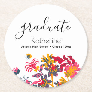 Moderne Boho Kleurrijke Wilde Bloemen Afstudeerfee Ronde Kartonnen Onderzetter