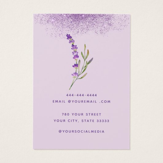 Moderne Boho lavendel bloemige oorbellen displayka Visitekaartje (Achterkant)