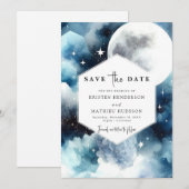 Moderne Boho Maanverlichte bruiloft Save The Date (Voorkant / Achterkant)