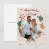 Moderne Boho Merry Christmas Mr. & Mrs. 1 Foto Feestdagenkaart (Voorkant / Achterkant)