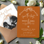 Moderne boho met de hand getekende boog TERRACOTTA Save The Date