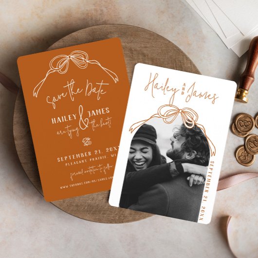 Moderne boho met de hand getekende boog TERRACOTTA Save The Date