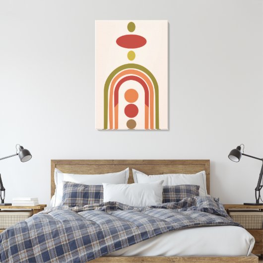 Moderne Boho muurkunst, midden eeuw groot canvas (Insitu (Slaapkamer))