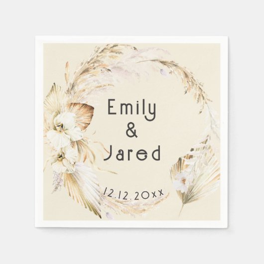 Moderne Boho Palm Orchideeën Bruiloft Servet (Voorkant)