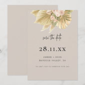 Moderne Boho Pampas Gras Bloem Roze Natuurlijk Save The Date (Voorkant / Achterkant)