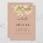 Moderne Boho Pampas Grass Bloemen Blush Roze Save The Date (Voorkant / Achterkant)
