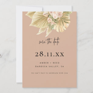 Moderne Boho Pampas Grass Bloemen Blush Roze Save The Date