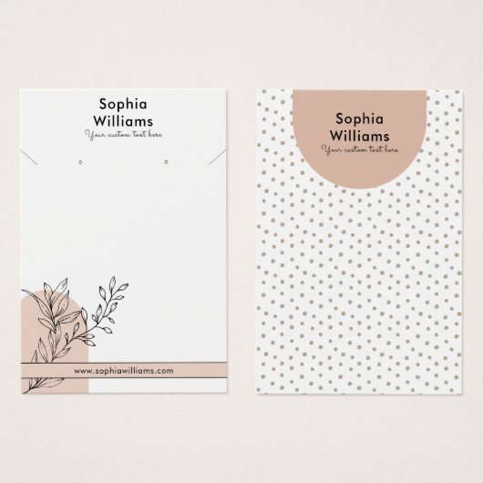 Moderne Boho Pastel Ketting & Oorbel Display Kaart (Voorkant /achterkant)