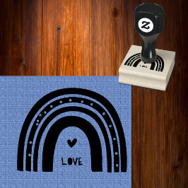 Moderne Boho Regenboog met Kleine Hart Accent Rubberstempel