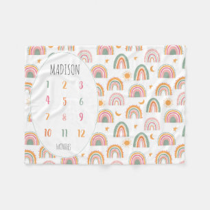 Moderne Boho Regenboog Sterren Maan Zon Baby Miles Fleece Deken