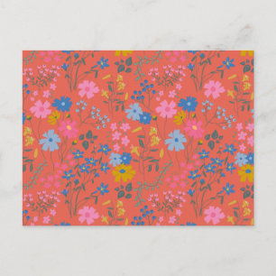 Moderne Boho Rode Bloemrijke Wilde Bloemen Briefkaart