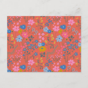 Moderne Boho Rode Bloemrijke Wilde Bloemen Briefkaart