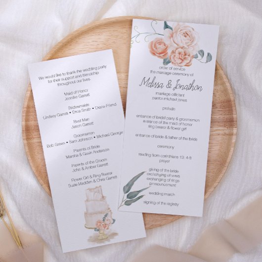 Moderne Boho rose Élégant programme de mariage flo