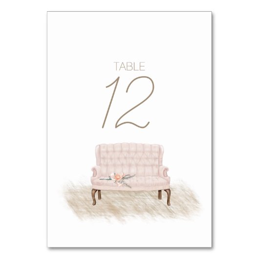 Moderne Boho Roze Bloem Bruiloft Tafelnummer (Voorkant)