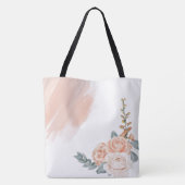 Moderne Boho Roze Bloem Initialen Naam Monogram Draagtas (Achterkant)