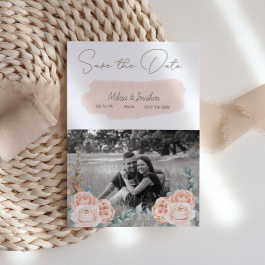 Moderne Boho Roze Bloemige Afbeelding Bewaar de Da Save The Date