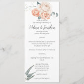 Moderne Boho Roze Elegante Bloemige Trouwprogramma Programma (Voorkant)
