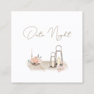 Moderne Boho Roze Elegante Bloemrijke Date Night K Vierkante Visitekaartje