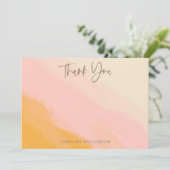 Moderne Boho Roze Geel Mooie Script Bruiloft  Bedankkaart (Staand voorkant)