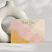 Moderne Boho Roze Geel Mooie Script Bruiloft  Bedankkaart