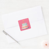 Moderne Boho Roze Kleurrijke Verjaardagstaart Vierkante Sticker (Envelop)
