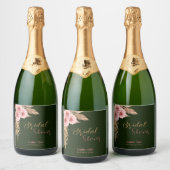 Moderne boho roze rozen bos bruidsfeest #2 sparkling wijnetiket (Flessen)
