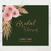 Moderne boho roze rozen bos bruidsfeest #2 sparkling wijnetiket (Enkel label)