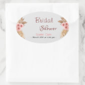 Moderne boho roze rozen bos bruiloft #2 ovale sticker (Tas)