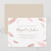 Moderne Boho Roze Waterverf veren bruiloft Uitnodiging Briefkaart (Voorkant / Achterkant)