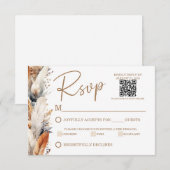 Moderne Boho RSVP-kaart met QR-code RSVP Kaartje (Voorkant / Achterkant)
