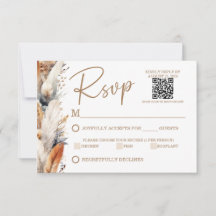 Moderne Boho RSVP-kaart met QR-code