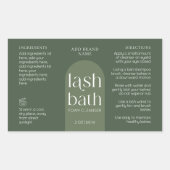 Moderne Boho Sage Green Lash Bad Cleanser Wrapper Rechthoekige Sticker (Voorkant)