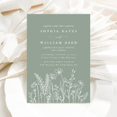 Moderne Boho Sage Green Wildflower Wedding Kaart