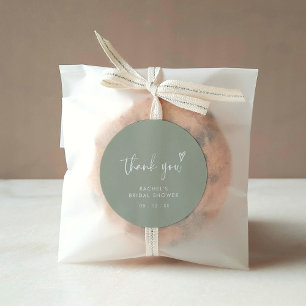 Moderne Boho Sage Groen Bruidsfeest Bedankt Ronde Sticker