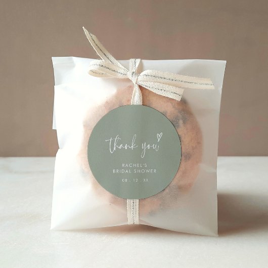 Moderne Boho Sage Groene Bruiloft Feest Bedankt Ronde Sticker