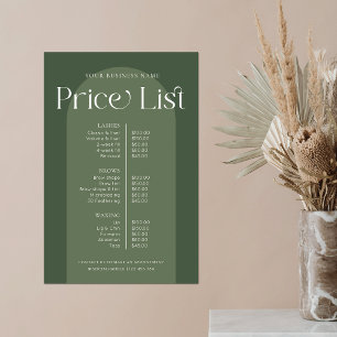 Moderne Boho Sage Groene Haar Nagels Salon Prijsli Poster