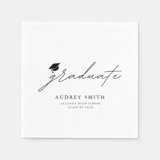 Moderne Boho Script Afstudeerfeest Servetten (Voorkant)
