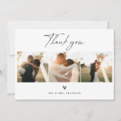 Moderne Boho Script Trouwfoto Bedankkaart (Voorkant)