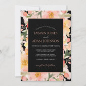 Moderne Boho Sinaasappel Perzik en Zwart Bloemen B Kaart (Voorkant)